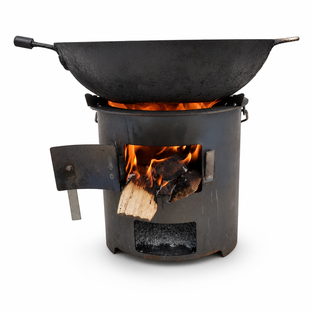 Fornello portatile multifunzione a legna e carbone con piano cottura resistente alla ruggine, per cucinare e riscaldarsi durante il barbecue in campeggio all'aperto