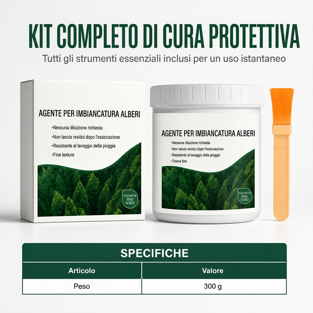 Set protettivo per imbiancatura tronchi d’albero da 300g con pennello per protezione dal gelo e dagli insetti per alberi stradali