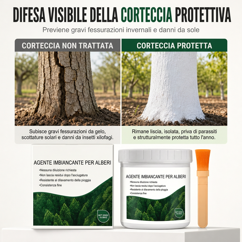 Set protettivo per imbiancatura tronchi d’albero da 300g con pennello per protezione dal gelo e dagli insetti per alberi stradali