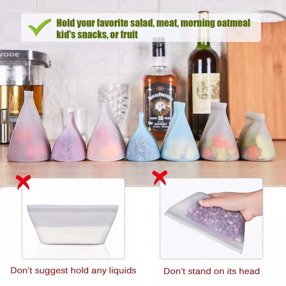 Contenitori riutilizzabili in silicone con chiusura zip - Set da due (uno grande, uno piccolo)