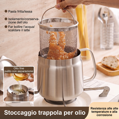 ⏳🔥 SCONTO 50% OFFERTA LIMITATA! ⏰ Contenitore 2 in 1 in acciaio inox 304 | Filtra e conserva l’olio senza sforzo ✨