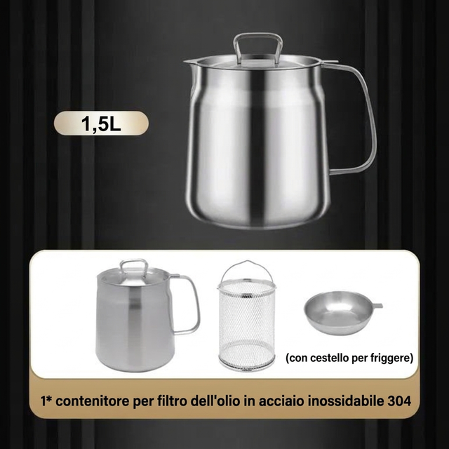 ⏳🔥 SCONTO 50% OFFERTA LIMITATA! ⏰ Contenitore 2 in 1 in acciaio inox 304 | Filtra e conserva l’olio senza sforzo ✨