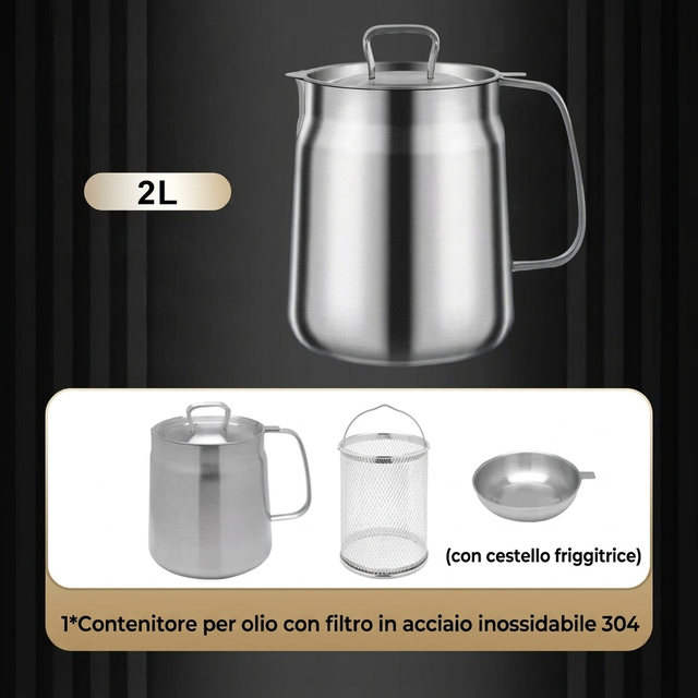 ⏳🔥 SCONTO 50% OFFERTA LIMITATA! ⏰ Contenitore 2 in 1 in acciaio inox 304 | Filtra e conserva l’olio senza sforzo ✨