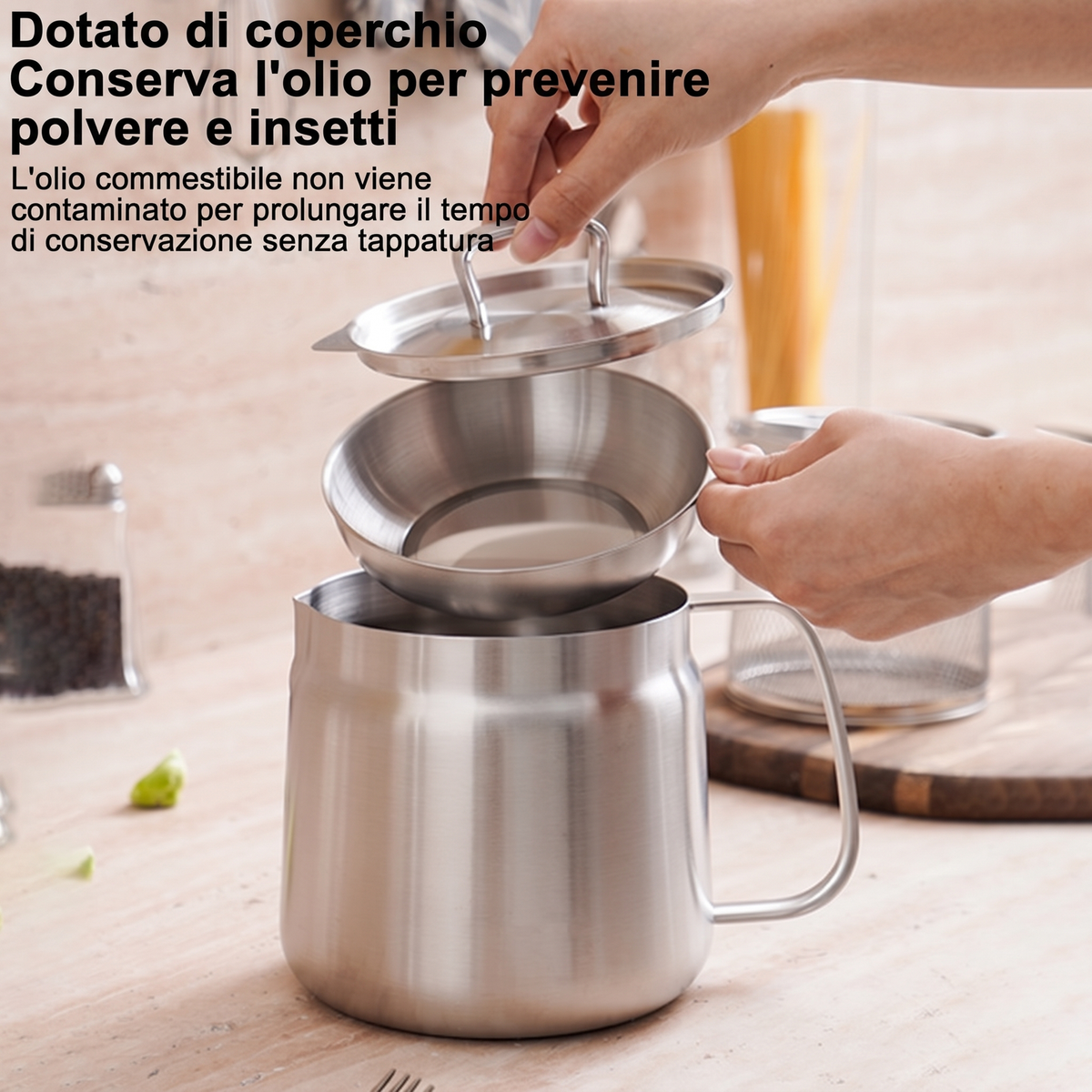 ⏳🔥 SCONTO 50% OFFERTA LIMITATA! ⏰ Contenitore 2 in 1 in acciaio inox 304 | Filtra e conserva l’olio senza sforzo ✨
