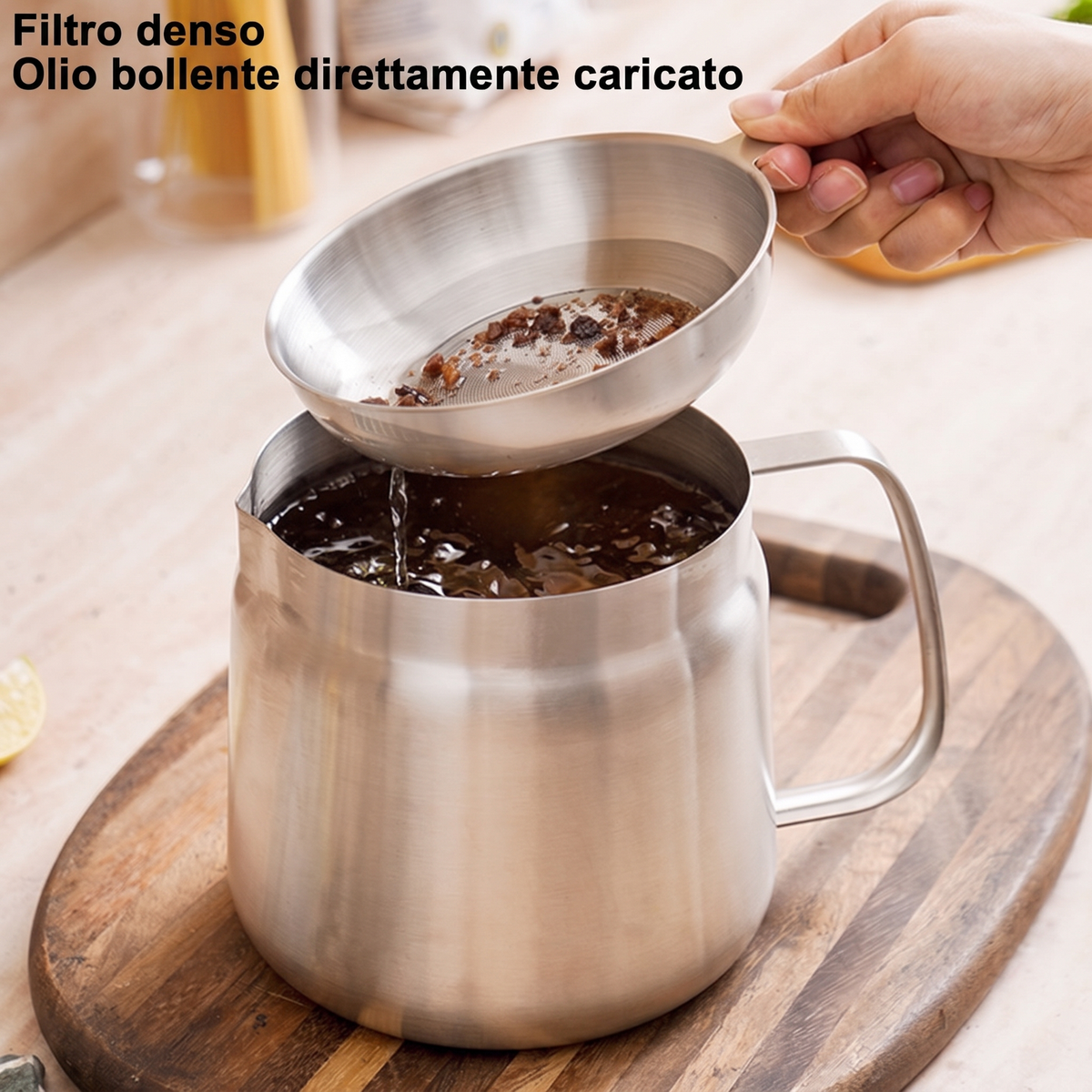 ⏳🔥 SCONTO 50% OFFERTA LIMITATA! ⏰ Contenitore 2 in 1 in acciaio inox 304 | Filtra e conserva l’olio senza sforzo ✨