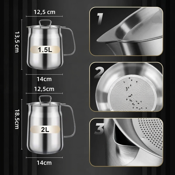 ⏳🔥 SCONTO 50% OFFERTA LIMITATA! ⏰ Contenitore 2 in 1 in acciaio inox 304 | Filtra e conserva l’olio senza sforzo ✨