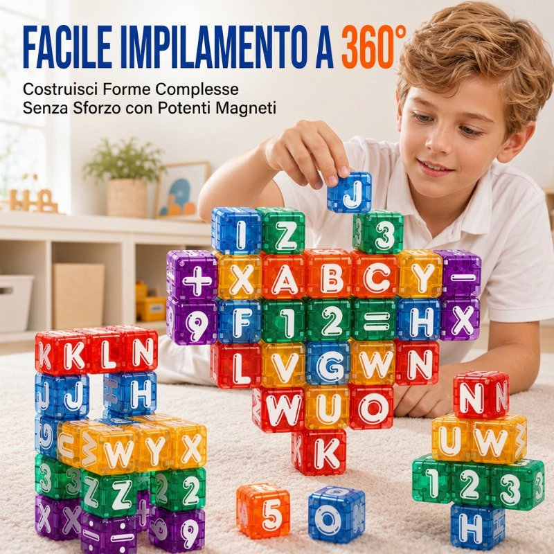 📚 Costruisci parole, conta e crea – Set magnetico da 40 pezzi con lettere e numeri. Durevole e facile da riporre.