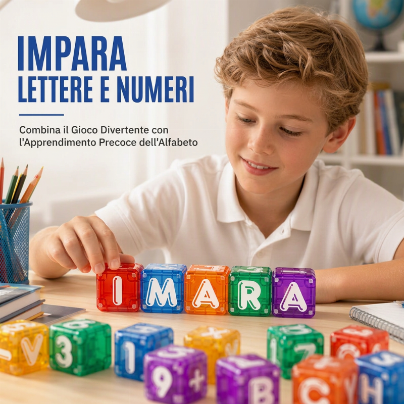 📚 Costruisci parole, conta e crea – Set magnetico da 40 pezzi con lettere e numeri. Durevole e facile da riporre.