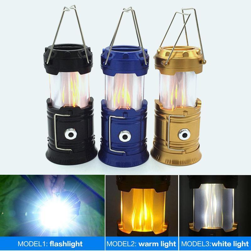 ⛺ OFFERTA A TEMPO LIMITATO 50% DI SCONTO! 🔥 Lanterna da campeggio a fiamma LED – 3 in 1, retrattile, doppia ricarica ✨