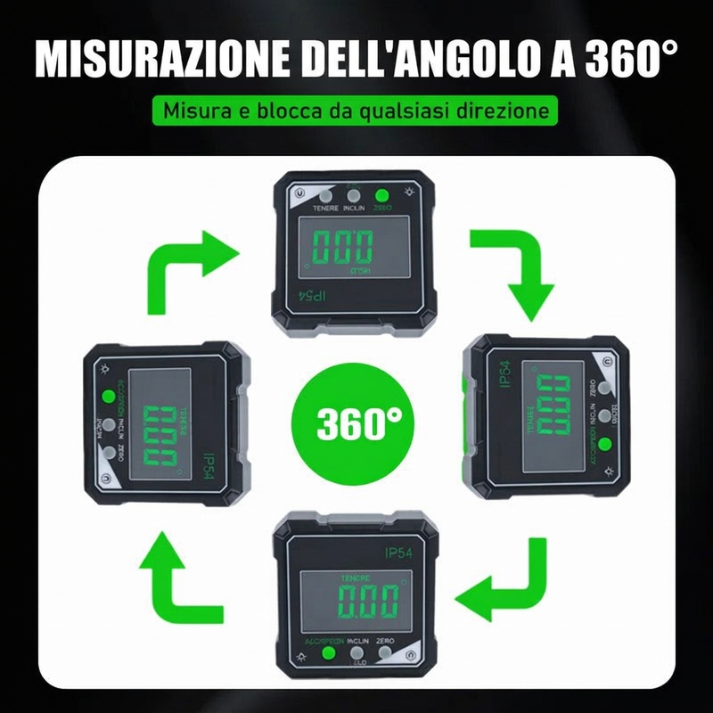 ⏳🔥 OFFERTA A TEMPO LIMITATO: SCONTO DEL 50%! ⏰ Goniometro Digitale Magnetico Impermeabile IP54