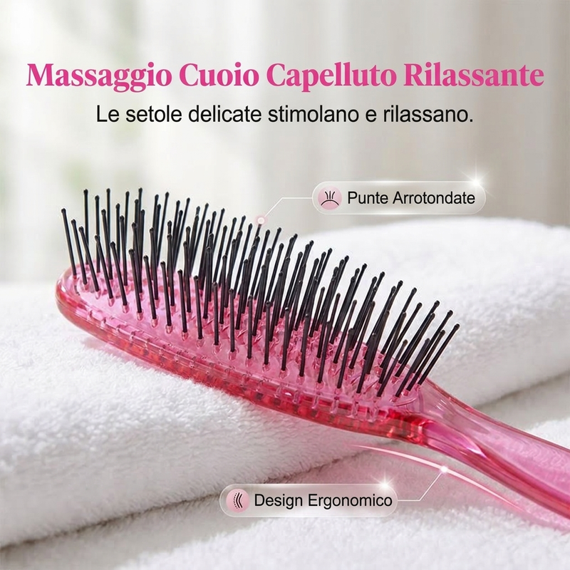 Districta immediatamente i nodi! Spazzola massaggiante per cuoio capelluto, delicata e portatile