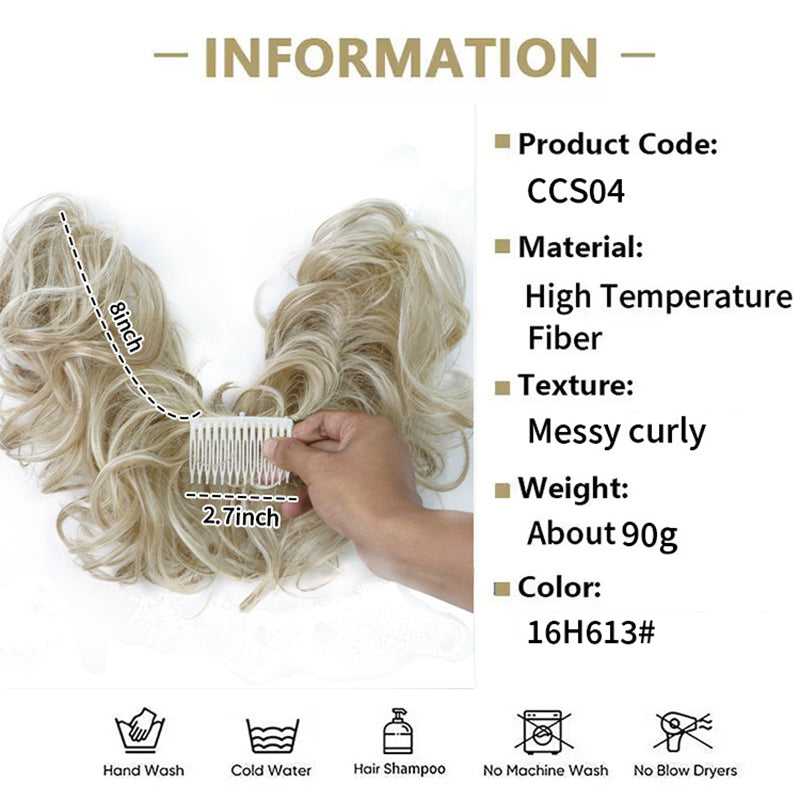 ✨ Accessorio chignon spettinato con pettine laterale – Dì Addio alle acconciature noiose e complicate! 🚫 Montaggio rapido, fissaggio sicuro, stile versatile, fibra resistente al calore 💇‍♀️