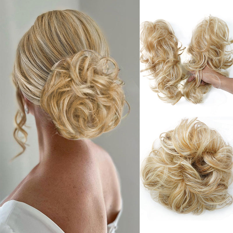 ✨ Accessorio chignon spettinato con pettine laterale – Dì Addio alle acconciature noiose e complicate! 🚫 Montaggio rapido, fissaggio sicuro, stile versatile, fibra resistente al calore 💇‍♀️