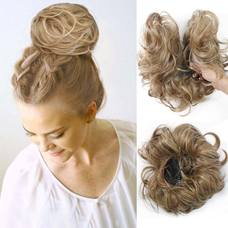 ✨ Accessorio chignon spettinato con pettine laterale – Dì Addio alle acconciature noiose e complicate! 🚫 Montaggio rapido, fissaggio sicuro, stile versatile, fibra resistente al calore 💇‍♀️