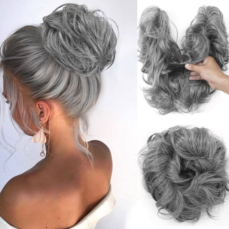 ✨ Accessorio chignon spettinato con pettine laterale – Dì Addio alle acconciature noiose e complicate! 🚫 Montaggio rapido, fissaggio sicuro, stile versatile, fibra resistente al calore 💇‍♀️