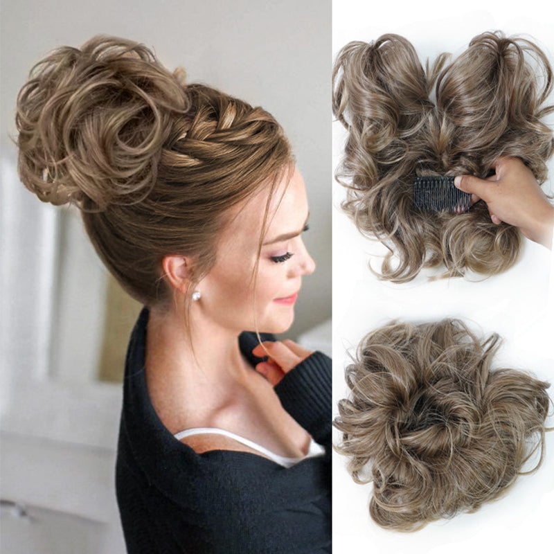 ✨ Accessorio chignon spettinato con pettine laterale – Dì Addio alle acconciature noiose e complicate! 🚫 Montaggio rapido, fissaggio sicuro, stile versatile, fibra resistente al calore 💇‍♀️