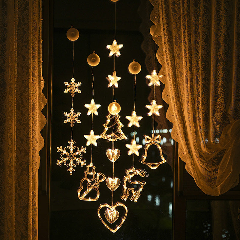 🎄❄️ Luci LED natalizie fai da te a forma di fiocco di neve con ventosa ✨ | Funzionamento a batteria, luce calda e multicolore, luci con ventosa per finestre, decorazioni natalizie per la casa e le feste