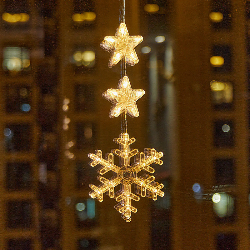 🎄❄️ Luci LED natalizie fai da te a forma di fiocco di neve con ventosa ✨ | Funzionamento a batteria, luce calda e multicolore, luci con ventosa per finestre, decorazioni natalizie per la casa e le feste