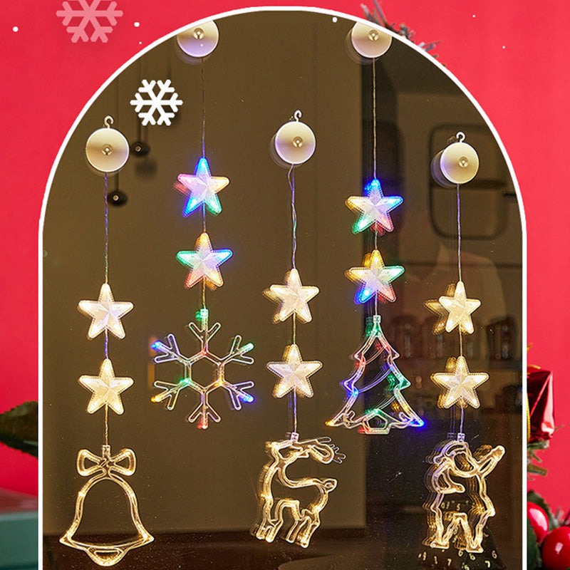 🎄❄️ Luci LED natalizie fai da te a forma di fiocco di neve con ventosa ✨ | Funzionamento a batteria, luce calda e multicolore, luci con ventosa per finestre, decorazioni natalizie per la casa e le feste