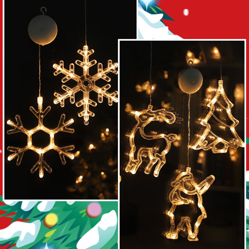 🎄❄️ Luci LED natalizie fai da te a forma di fiocco di neve con ventosa ✨ | Funzionamento a batteria, luce calda e multicolore, luci con ventosa per finestre, decorazioni natalizie per la casa e le feste