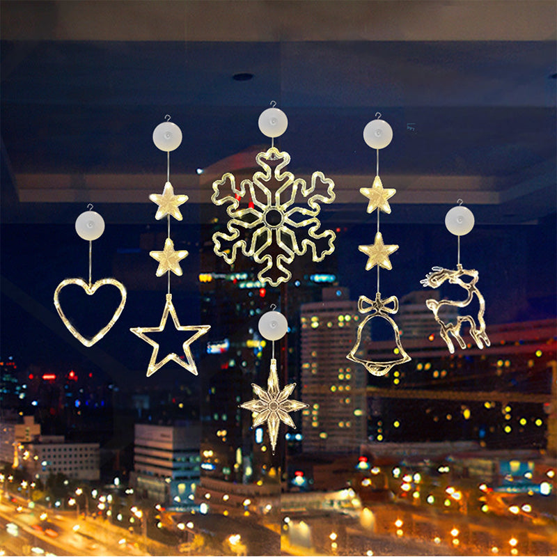 🎄❄️ Luci LED natalizie fai da te a forma di fiocco di neve con ventosa ✨ | Funzionamento a batteria, luce calda e multicolore, luci con ventosa per finestre, decorazioni natalizie per la casa e le feste