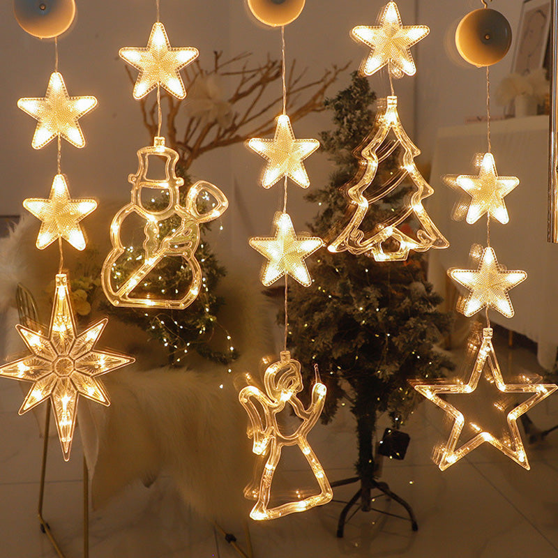 🎄❄️ Luci LED natalizie fai da te a forma di fiocco di neve con ventosa ✨ | Funzionamento a batteria, luce calda e multicolore, luci con ventosa per finestre, decorazioni natalizie per la casa e le feste