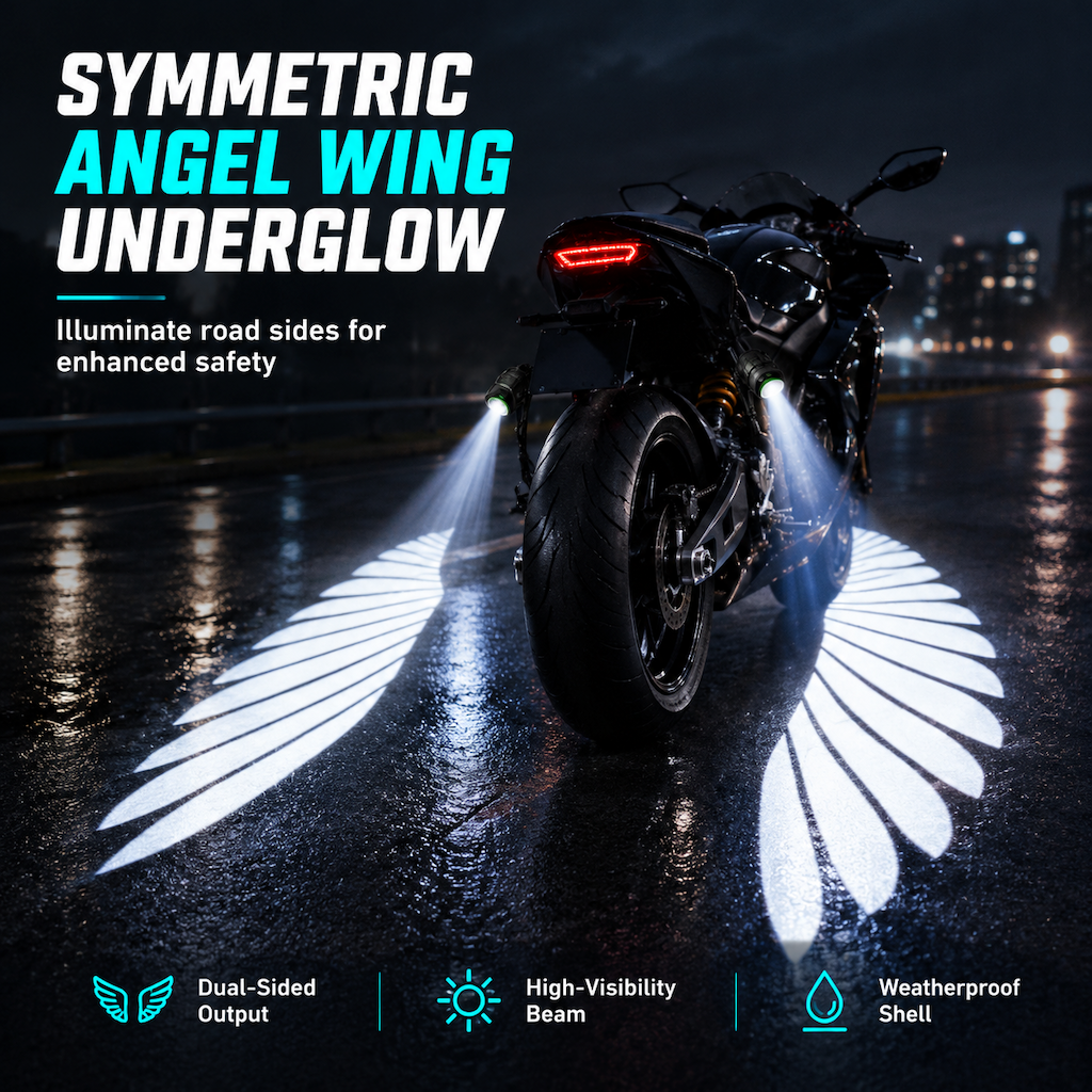 Fari di proiezione a terra ad ali d'angelo LED per moto