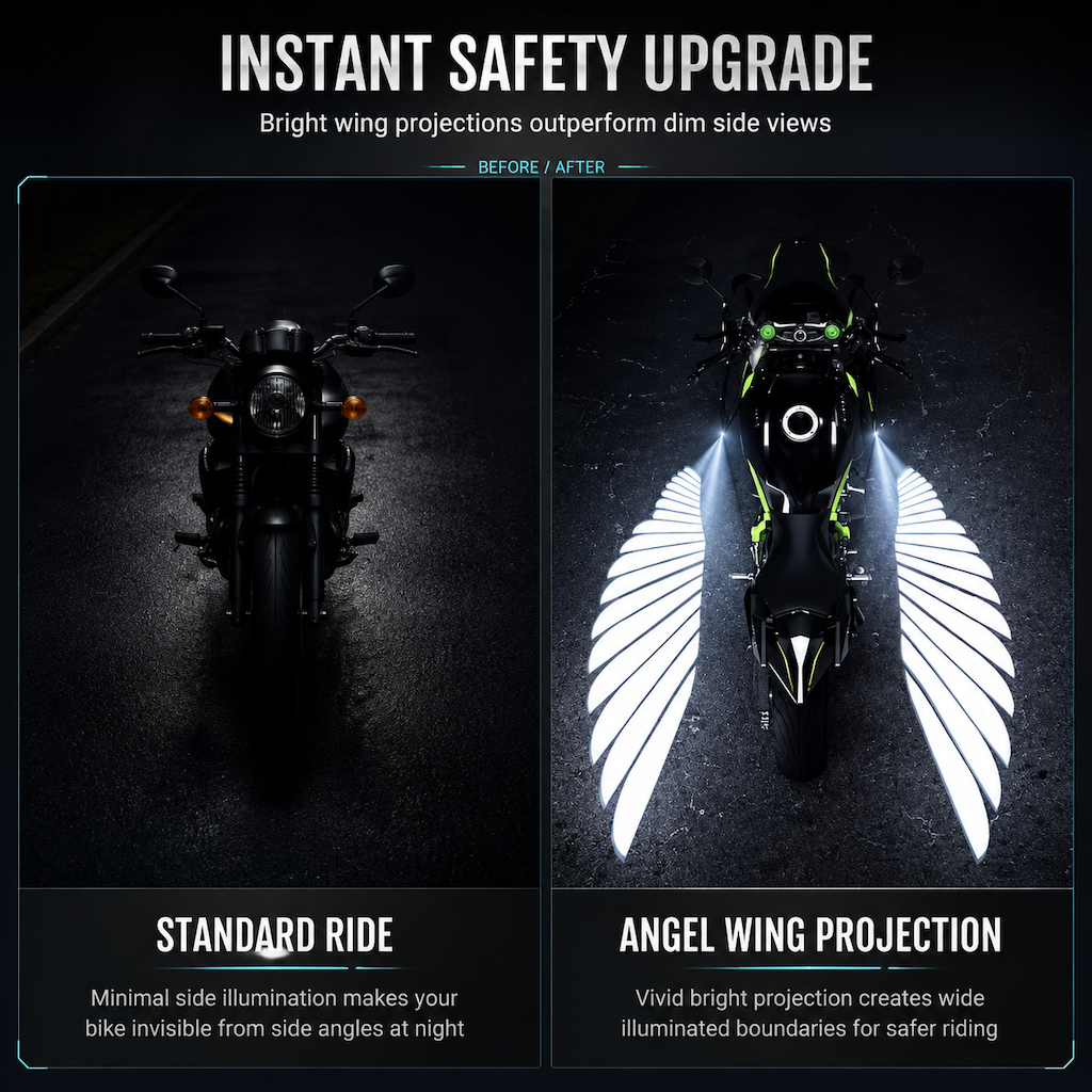 Fari di proiezione a terra ad ali d'angelo LED per moto