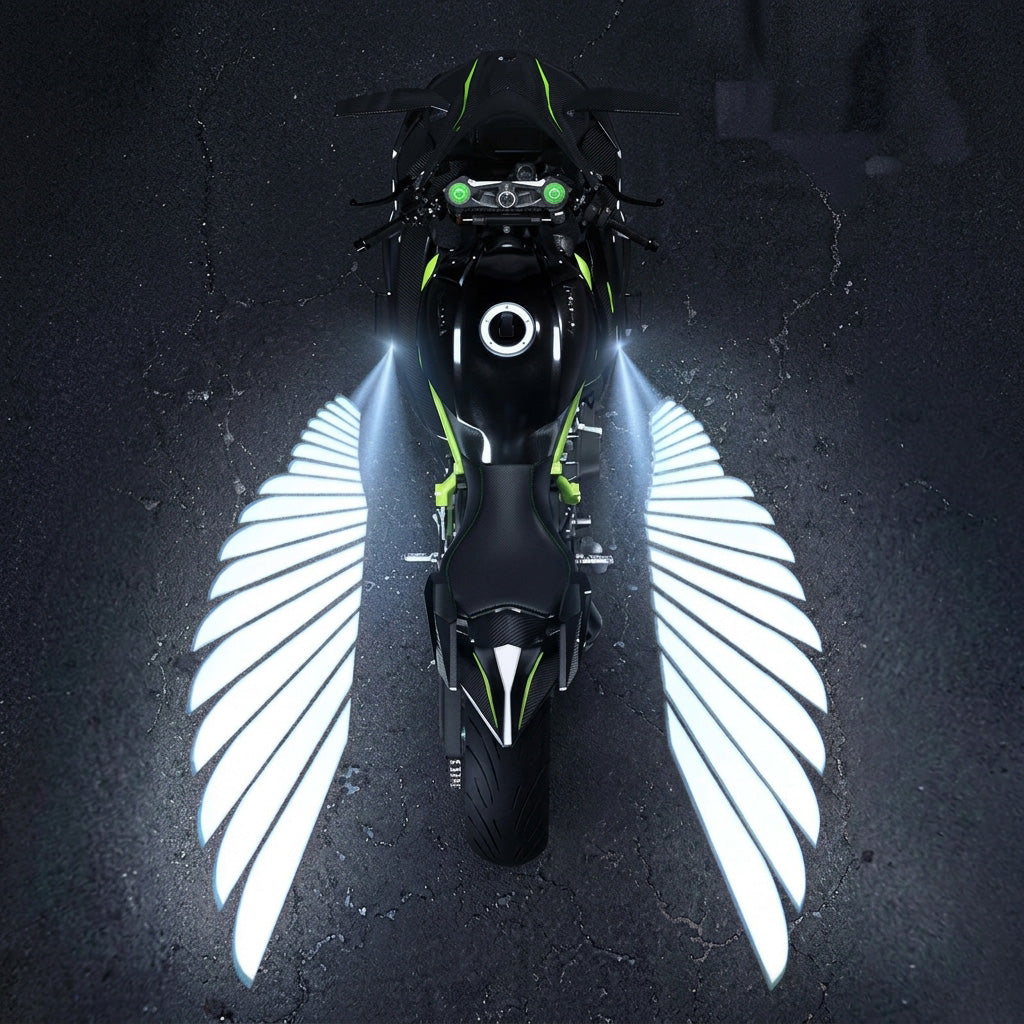 Fari di proiezione a terra ad ali d'angelo LED per moto