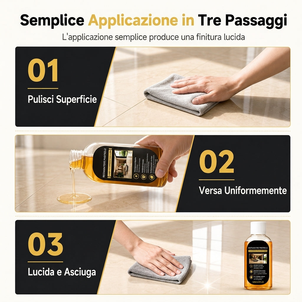 Ristrutturatore e Lucidante per Piastrelle e Pavimenti | Riparatore di Graffi e Detergente Profondo, Formula ad Asciugatura Rapida con Elevata Lucentezza per Piastrelle in Ceramica e Pavimenti Duri