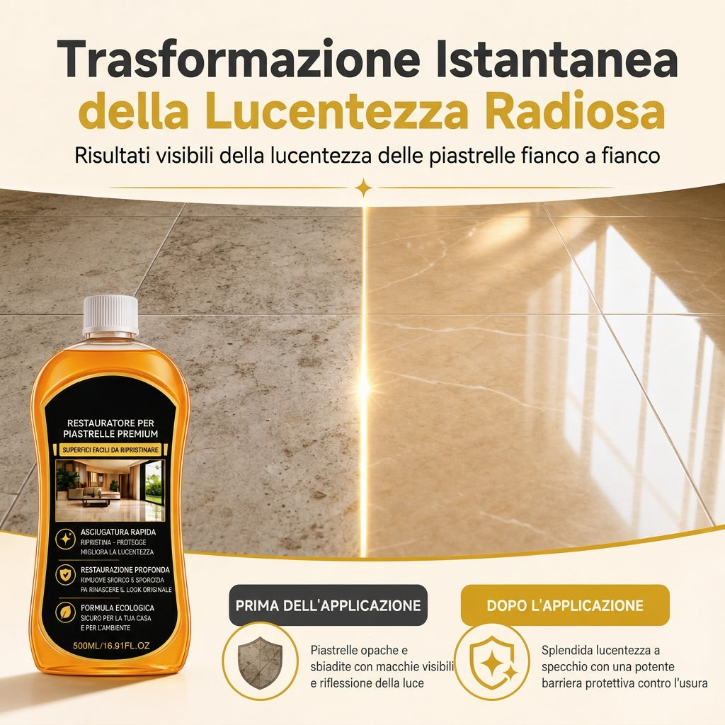 Ristrutturatore e Lucidante per Piastrelle e Pavimenti | Riparatore di Graffi e Detergente Profondo, Formula ad Asciugatura Rapida con Elevata Lucentezza per Piastrelle in Ceramica e Pavimenti Duri