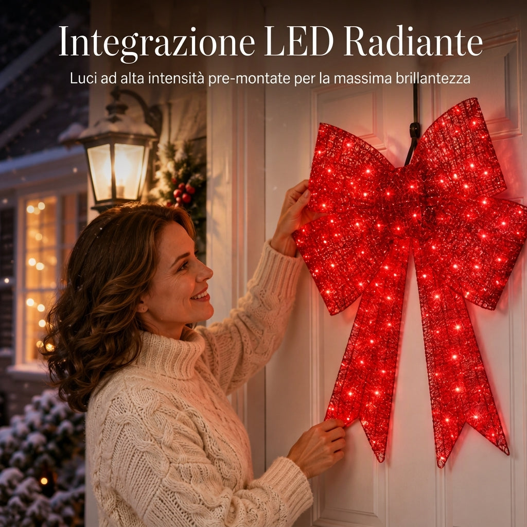 Fiocco di Natale preilluminato a LED resistente alle intemperie