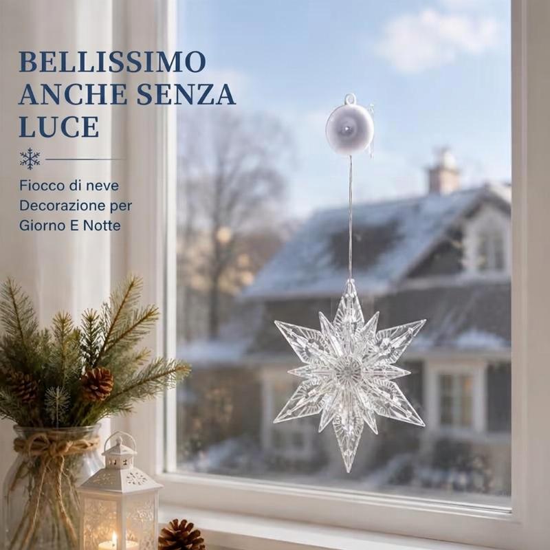 🎄❄️ Luci LED natalizie fai da te a forma di fiocco di neve con ventosa ✨ | Funzionamento a batteria, luce calda e multicolore, luci con ventosa per finestre, decorazioni natalizie per la casa e le feste