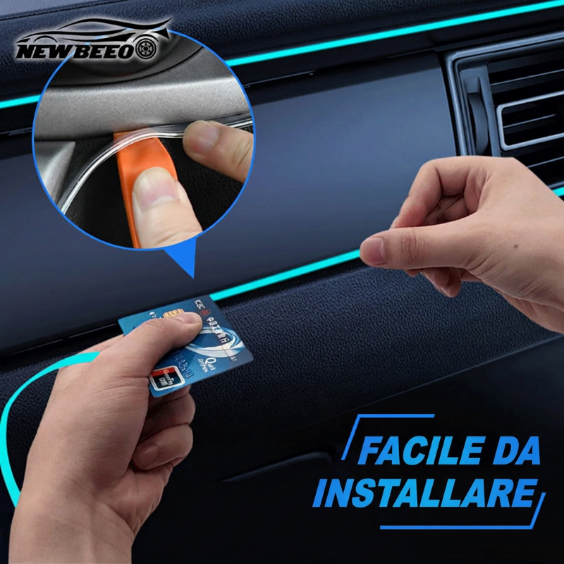 🎁SUBITO -50%!🚀 Striscia LED atmosfera per interni auto💡Molteplici opzioni di colore🔌Alimentazione USB✨Installazione semplice: luce ambientale per cruscotto e portiere