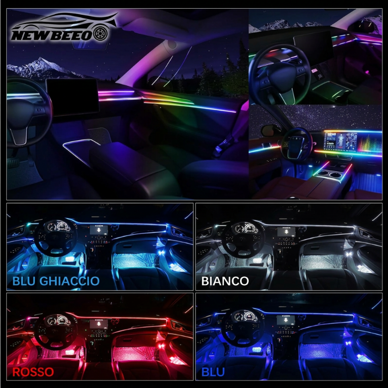 🎁SUBITO -50%!🚀 Striscia LED atmosfera per interni auto💡Molteplici opzioni di colore🔌Alimentazione USB✨Installazione semplice: luce ambientale per cruscotto e portiere