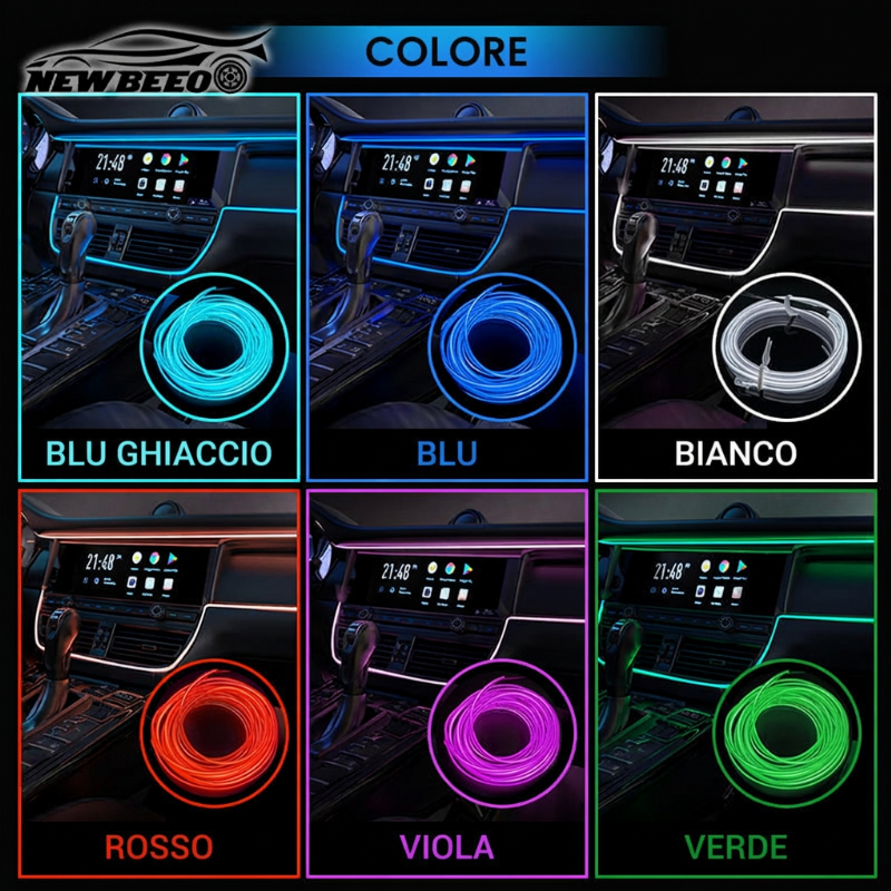 🎁SUBITO -50%!🚀 Striscia LED atmosfera per interni auto💡Molteplici opzioni di colore🔌Alimentazione USB✨Installazione semplice: luce ambientale per cruscotto e portiere