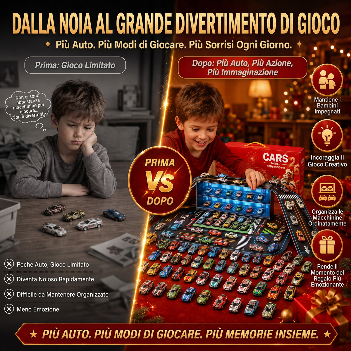 🚗 Playset con garage pieghevole per modellini di auto