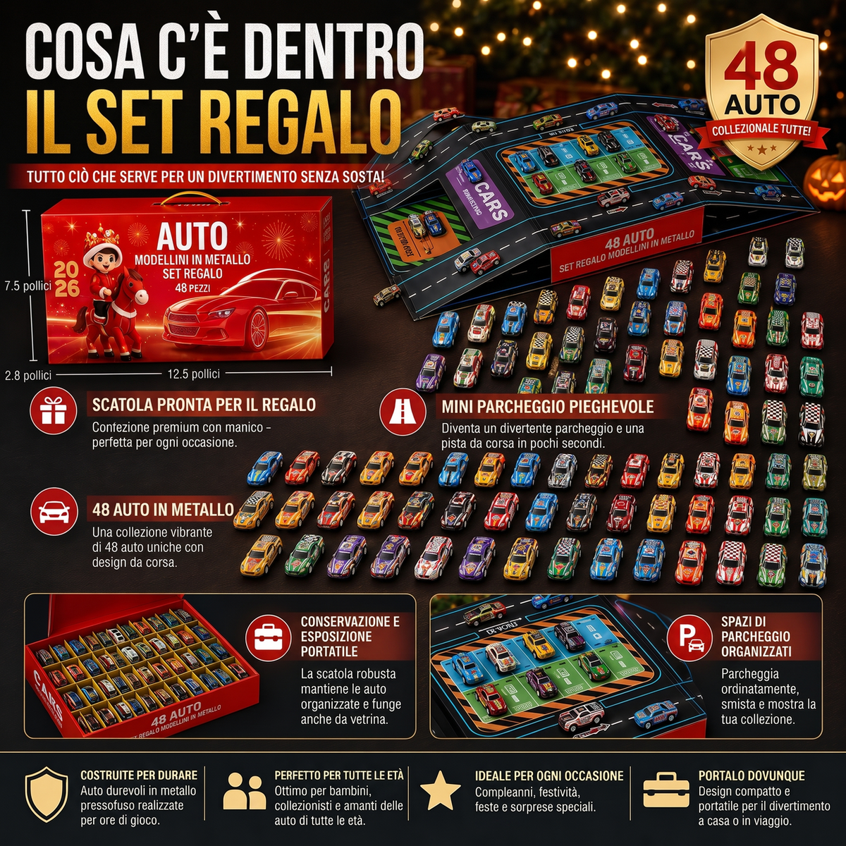 🚗 Playset con garage pieghevole per modellini di auto
