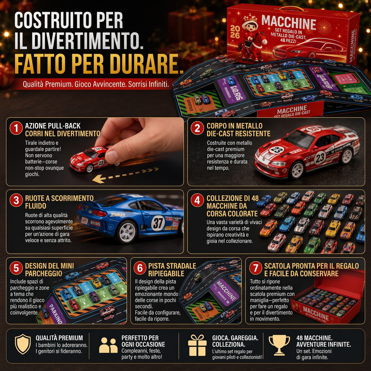 🚗 Playset con garage pieghevole per modellini di auto