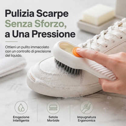 Spazzola multifunzione per scarpe con distributore di liquido