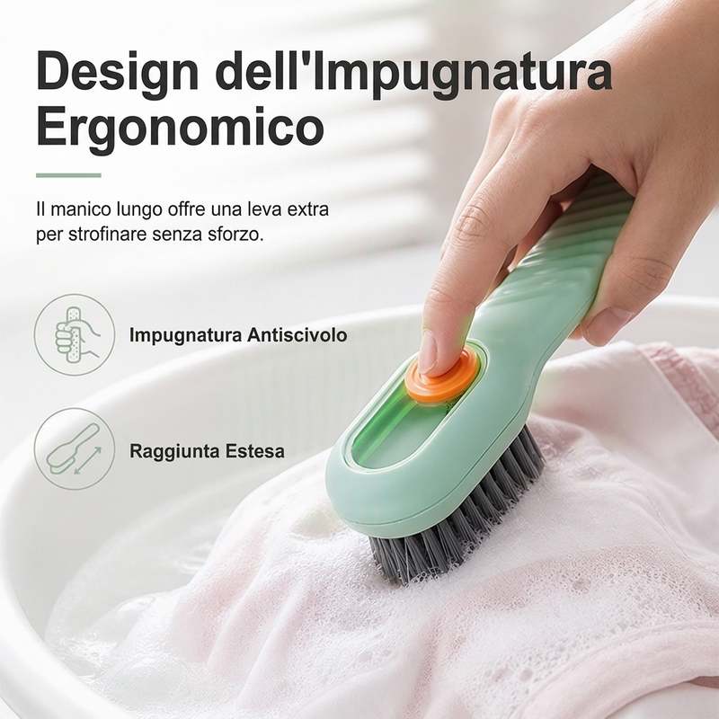 Spazzola multifunzione per scarpe con distributore di liquido