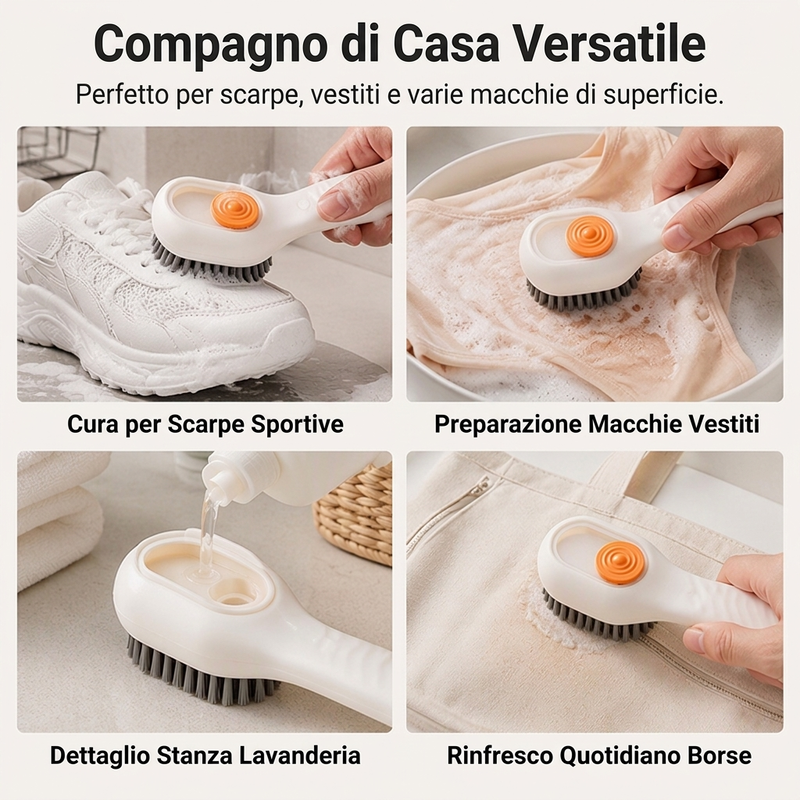 Spazzola multifunzione per scarpe con distributore di liquido