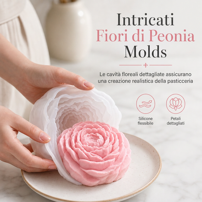 Stampo in silicone a forma di fiore di peonia per dolci