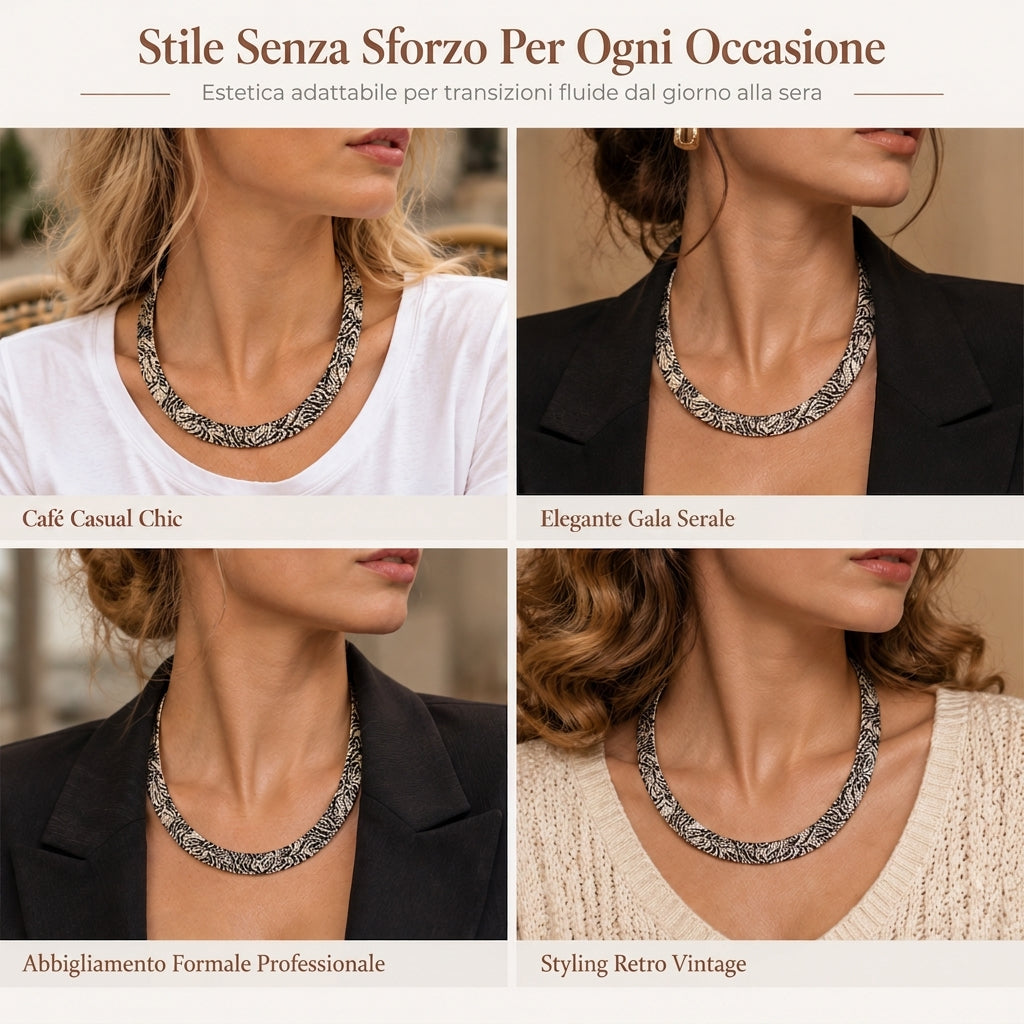 🎄 Offerta speciale di Natale 🔥 Più di 50K vendite! 🐍✨ Collana a catena con motivo geometrico a serpente vintage, audace e vistosa per collarbone