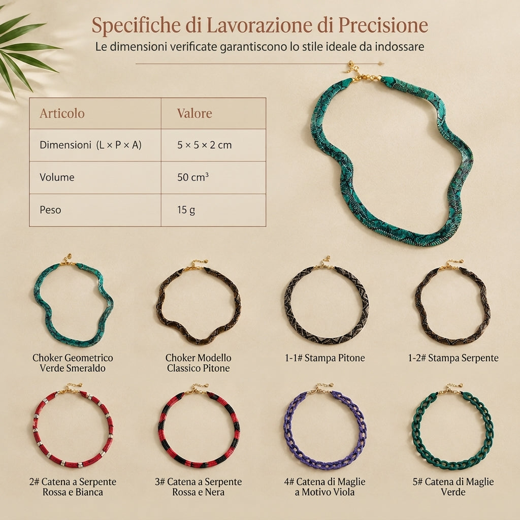 🎄 Offerta speciale di Natale 🔥 Più di 50K vendite! 🐍✨ Collana a catena con motivo geometrico a serpente vintage, audace e vistosa per collarbone