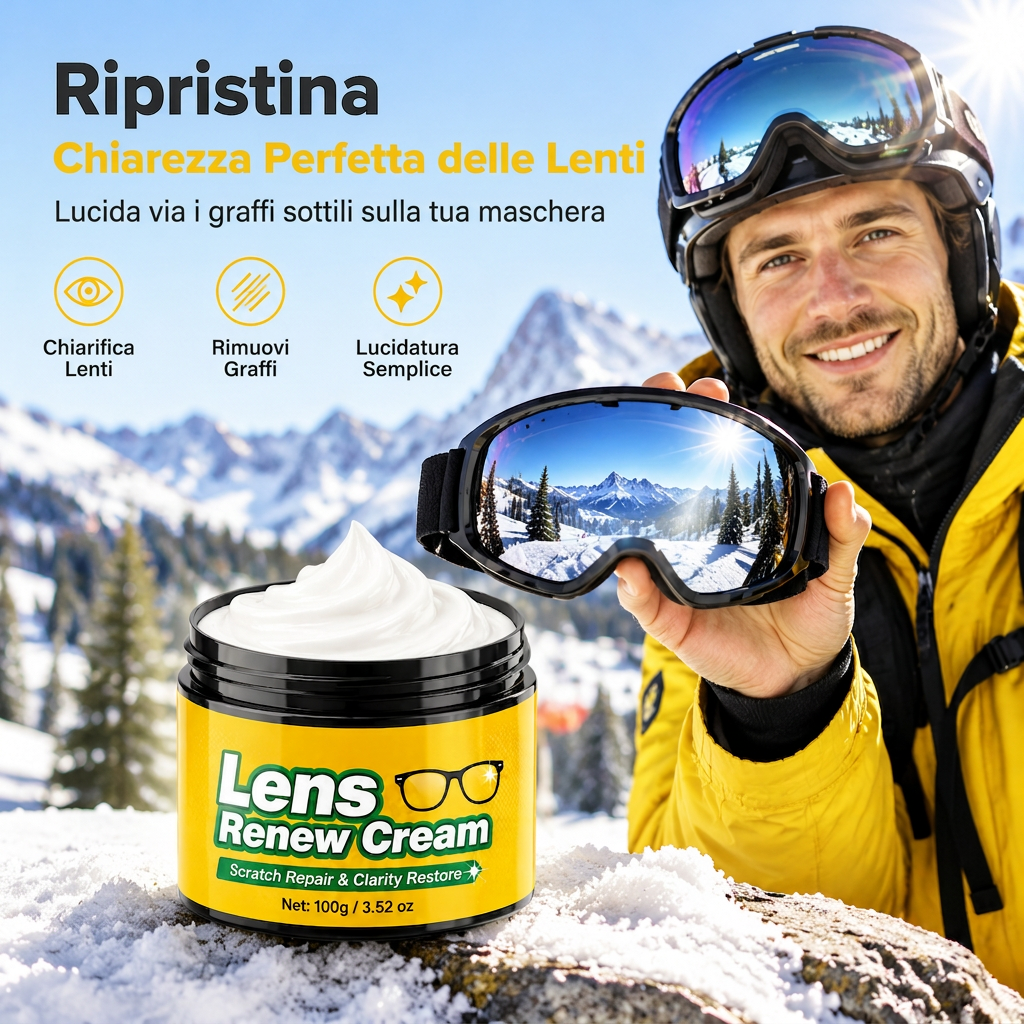 Set di crema per riparare graffi sulle lenti con spugna, per occhiali, maschere, schermi facciali e visiere per caschi