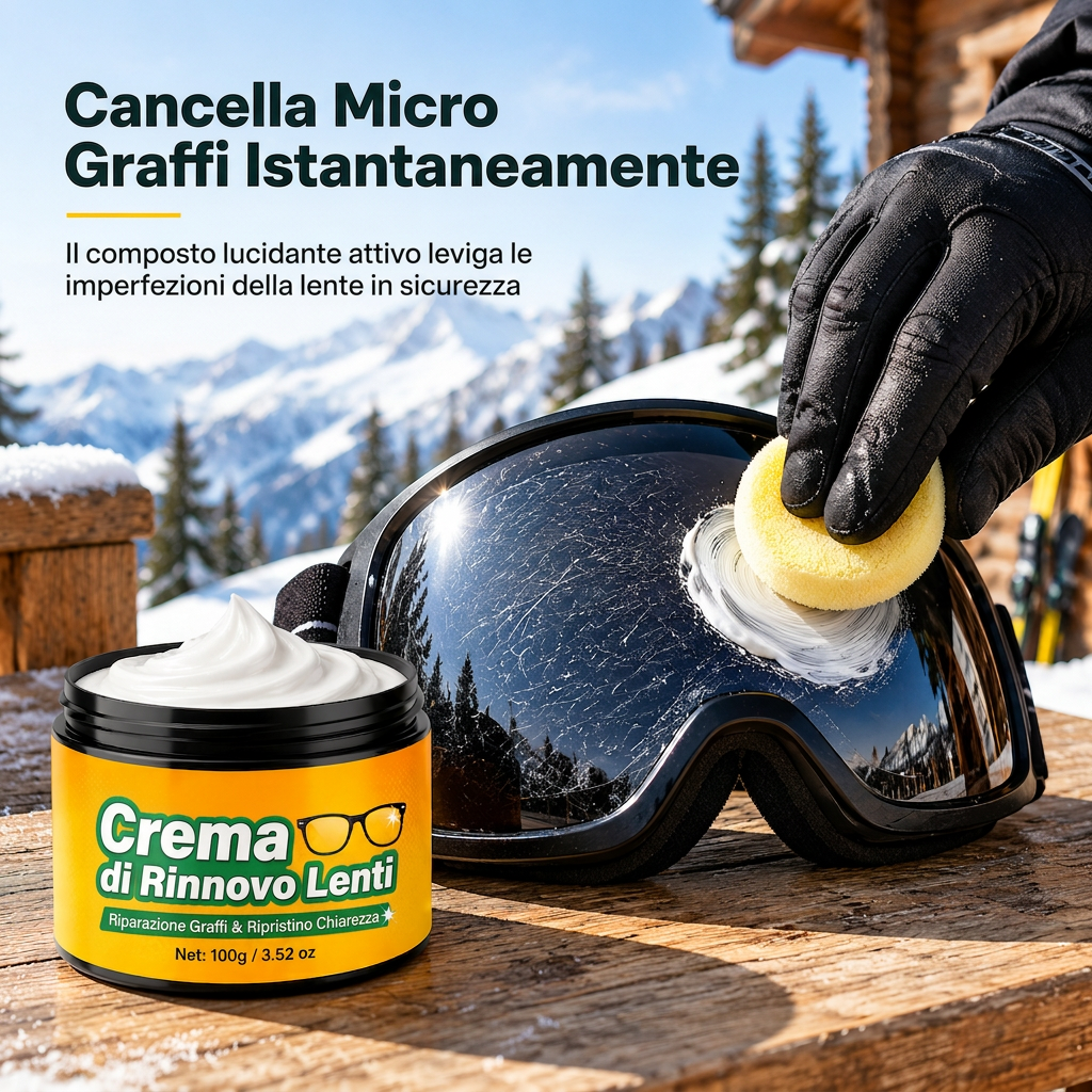 Set di crema per riparare graffi sulle lenti con spugna, per occhiali, maschere, schermi facciali e visiere per caschi