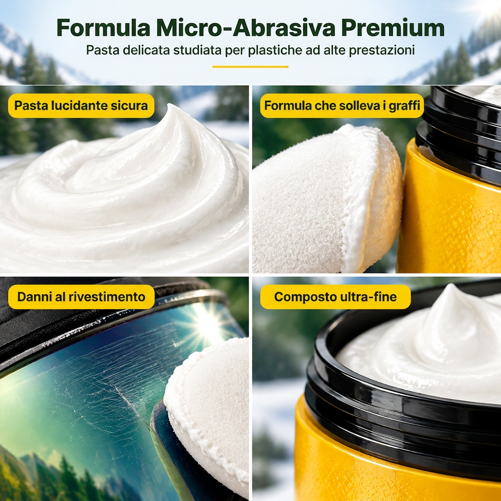 Set di crema per riparare graffi sulle lenti con spugna, per occhiali, maschere, schermi facciali e visiere per caschi