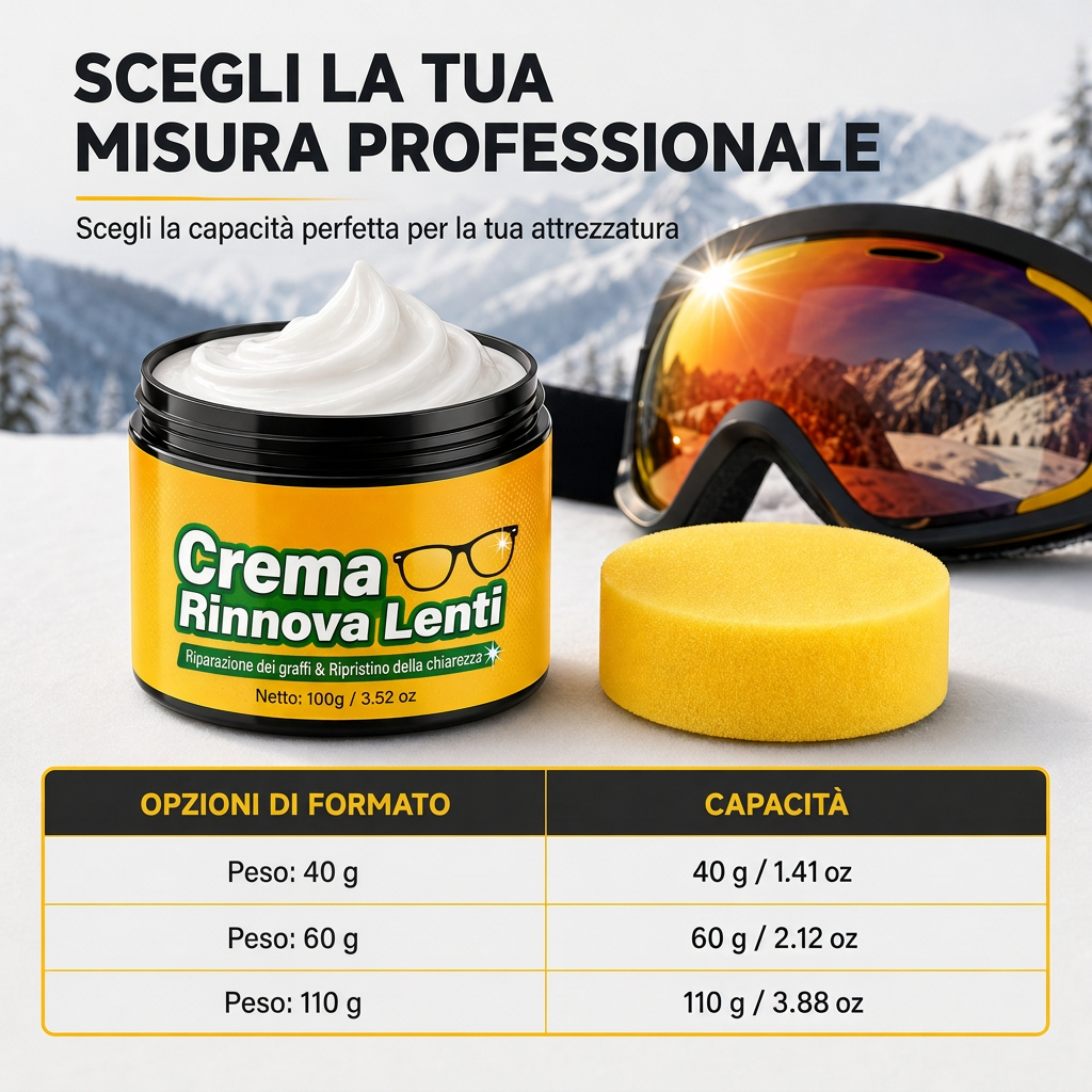 Set di crema per riparare graffi sulle lenti con spugna, per occhiali, maschere, schermi facciali e visiere per caschi