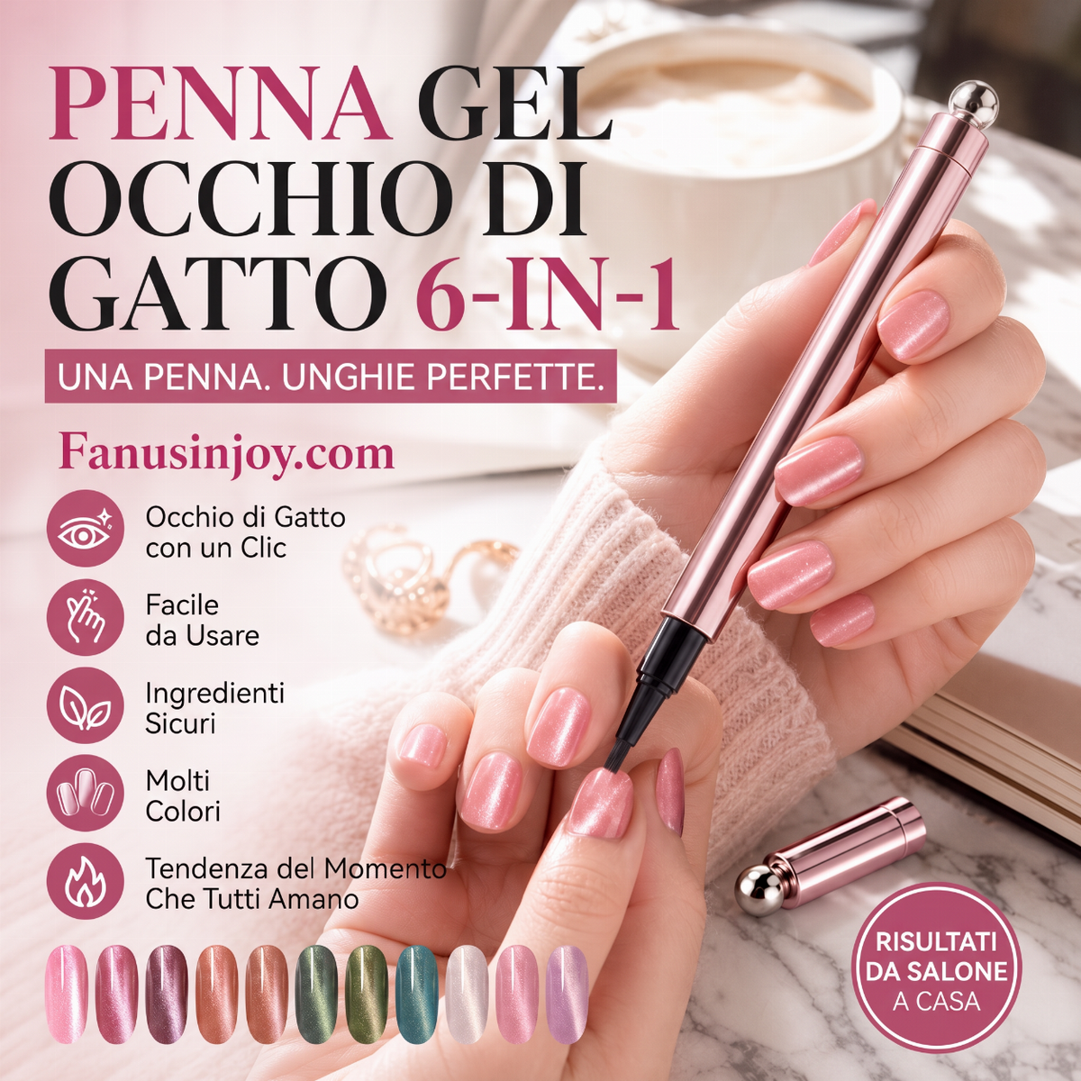 ✨️Sorpresa: Sconto del 50%!💅Bellissima nail art con un solo tratto! Penna Gel Unghie Cat Eye All-in-One